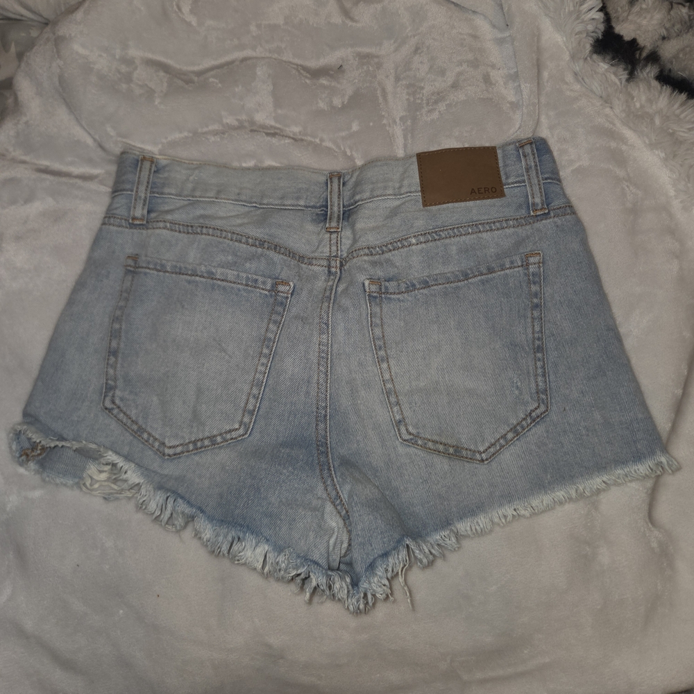 Aeropostale Light Blue Ripped Jean Shorts - Picture 3 of 3